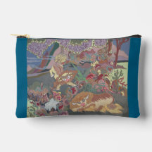 Chiens stylisés jouant dans le jardin