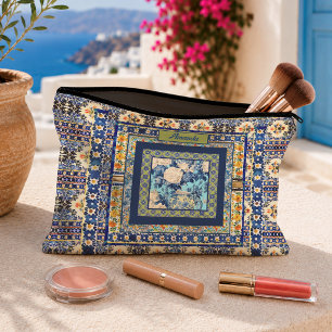 Pochette À Accessoires Chinoiserie de monogramme élégant à carreaux flora