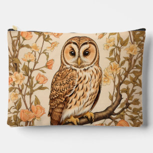 Pochette À Accessoires Chouette Brun Fleurs de Pêcher Inspiré de William