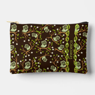 Pochette À Accessoires Chouettes et fleurs