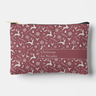 Pochette À Accessoires Christmas Reindeer Pattern Red with Text