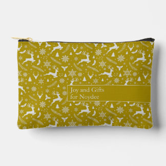 Pochette À Accessoires Christmas Reindeer Pattern Yellow with Text
