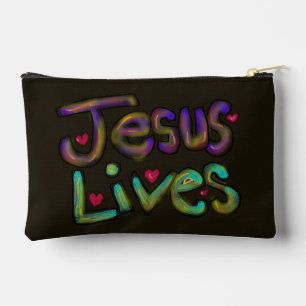 Pochette À Accessoires Citation Chrétienne 'Jésus Vit' Floral 