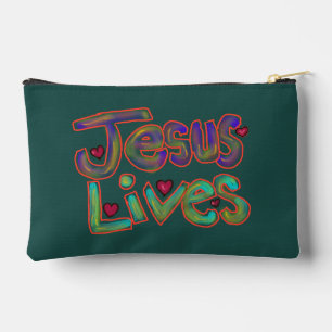 Pochette À Accessoires Citation chrétienne ‘Jésus vit’ Vert