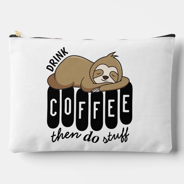 Pochette À Accessoires Citation de café mignon couché (Recto)