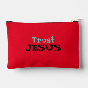 Pochette À Accessoires Citation de Christian "Trust Jesus" Floral sur Red