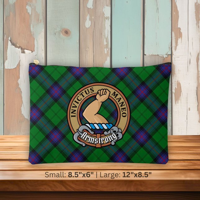 Pochette À Accessoires Clan Armstrong Crest sur Tartan (Créateur téléchargé)