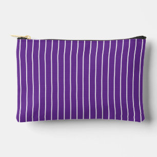 Pochette À Accessoires Classique Mignon Rayures Violettes et Blanches
