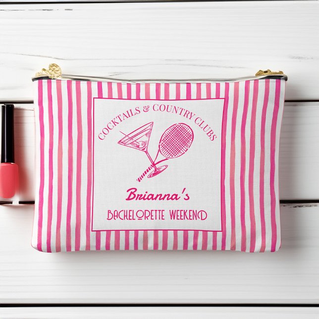 Pochette À Accessoires Cocktails et country clubs tennis faveurs cadeaux (Cocktails and country clubs tennis themed bachelorette party bridesmaid favor gifts printed pouch)