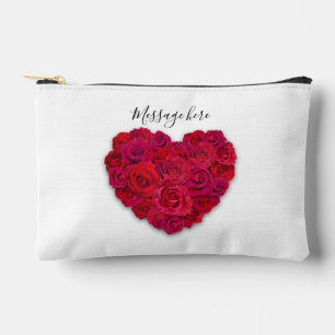 Pochette À Accessoires Cœur Floral Romantique Rose Rouge Texte Personnali