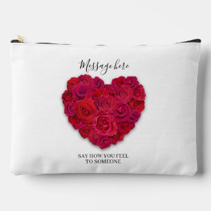 Pochette À Accessoires Cœur Floral Romantique Rose Rouge Texte Personnali