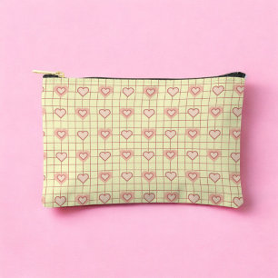 Pochette À Accessoires Coeur rose À damiers Motif Saint Valentin