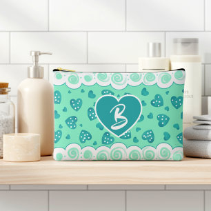 Pochette À Accessoires Cœur vert menthe à l'eau tendance avec des points