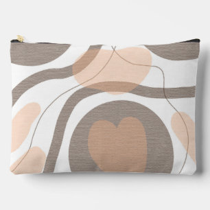 Pochette À Accessoires Coeurs Abstraits en Brown, Tan et Grey