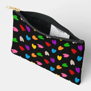 Pochette À Accessoires Cœurs Amour Colorés Motif Design Noir