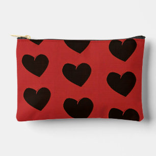 Pochette À Accessoires Coeurs noirs en rouge
