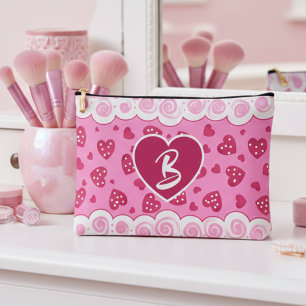 Pochette À Accessoires Cœurs Roses Tendance Avec Des Points Et Des Volute
