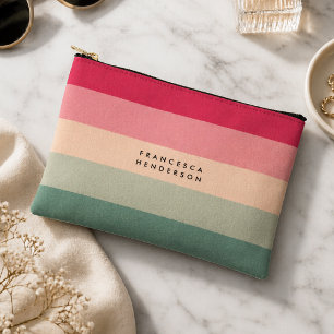 Pochette À Accessoires Colorblock Horizontale Bande rose et vert