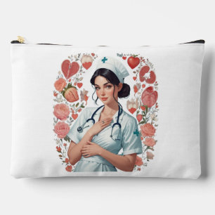 Pochette À Accessoires Compassionate Nurse – Elegant Floral Art Illustrat