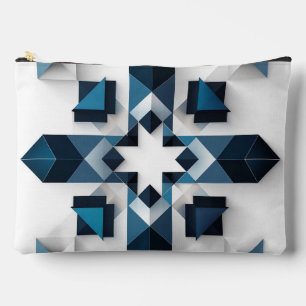 Pochette À Accessoires Conception Abstraite Géométrique en Bleu et Blanc