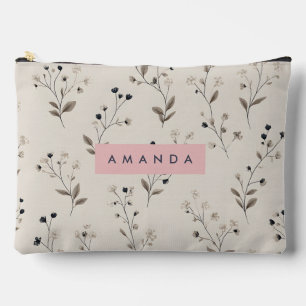 Pochette À Accessoires Conception de fleurs neutres sophistiquées