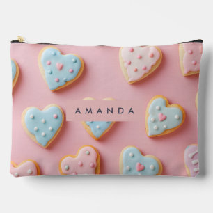 Pochette À Accessoires Cookie en forme de cœur pastel sucré personnalisé