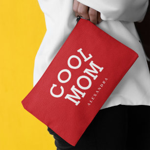 Pochette À Accessoires Cool Maman Blanc Rouge Personnalisé Nom de la mère