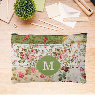 Pochette À Accessoires Coque de crayon de monogramme personnalisé Rose de