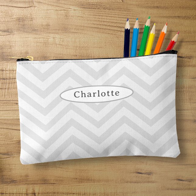 Pochette À Accessoires Coque de crayon Motif blanc argenté moderne (Créateur téléchargé)
