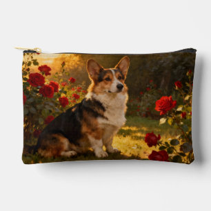 Pochette À Accessoires Corgi dans les Roses I