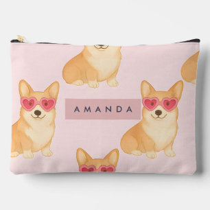 Pochette À Accessoires Corgi Kawaii Personnalisé avec Lunettes de Soleil 