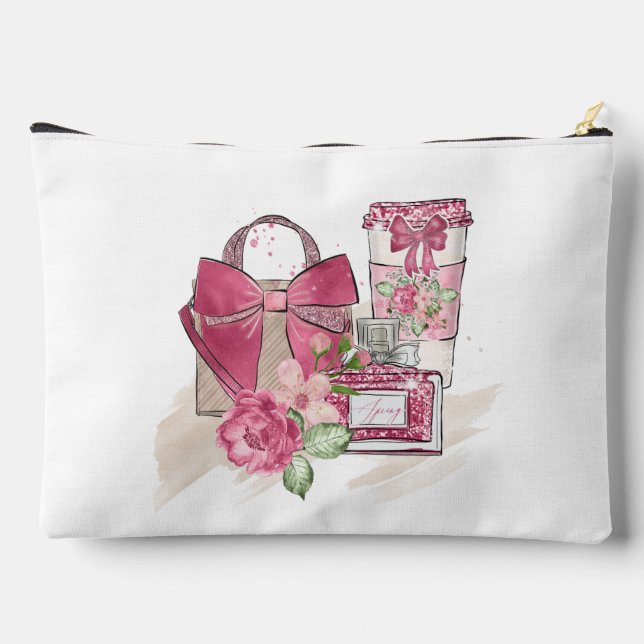 Pochette À Accessoires Cosmétique Ado en rose et blanc (Verso)