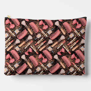 Pochette À Accessoires Cosmétiques Rose Motif Paillettes 