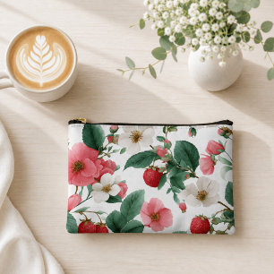 Pochette À Accessoires Cottagecore Floral Fraise