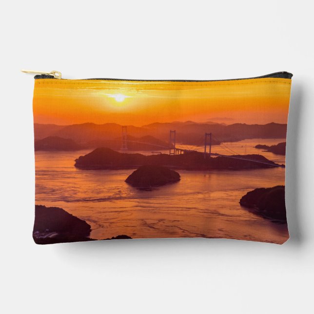 Pochette À Accessoires Coucher de soleil sur le pont Kurushima Kaikyo et  (Recto)