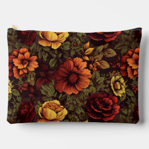 Pochette À Accessoires Couleur rouille Vintage impression florale