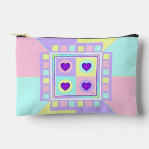 Pochette À Accessoires couleurs pastel & coeurs violets battre
