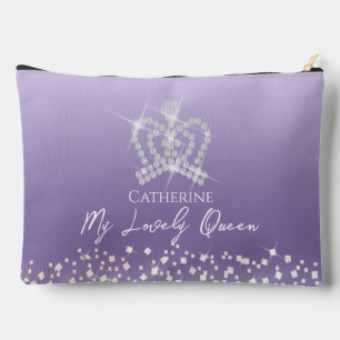 Pochette À Accessoires Couronne brillante Satin violet