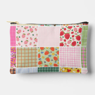 Pochette À Accessoires Couverture Fleurs Baies Gingham Rustique Inspirée