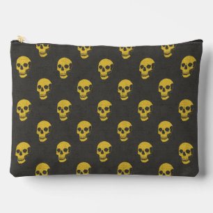 Pochette À Accessoires Crâne anatomique grungy À petits pois jaune noir