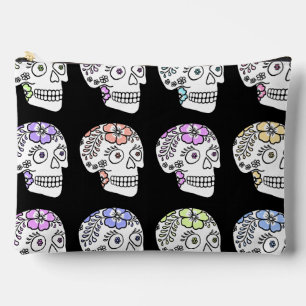 Pochette À Accessoires Crânes À Sucre Avec Fleurs