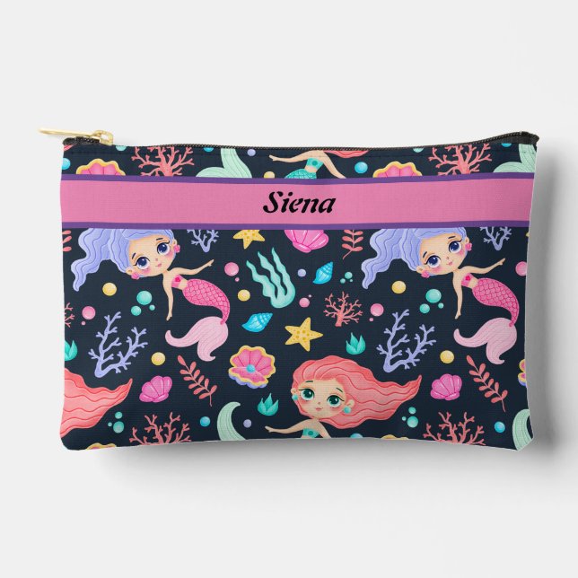 Pochette À Accessoires Crayon Motif mignonne sirène et articles de toilet (Recto)