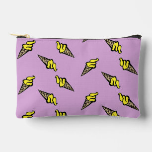 Pochette À Accessoires Crème glacée jaune sur violet