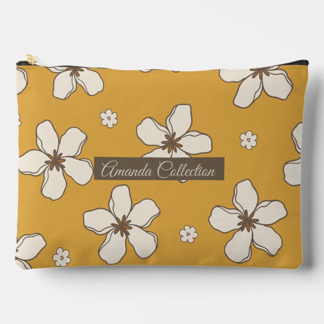 Pochette À Accessoires Custom beautiful floral pattern Brown mustard Cute (Recto)