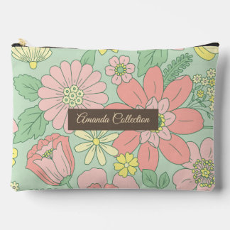 Pochette À Accessoires Custom beautiful hand drawn flowers in Pastel Pink