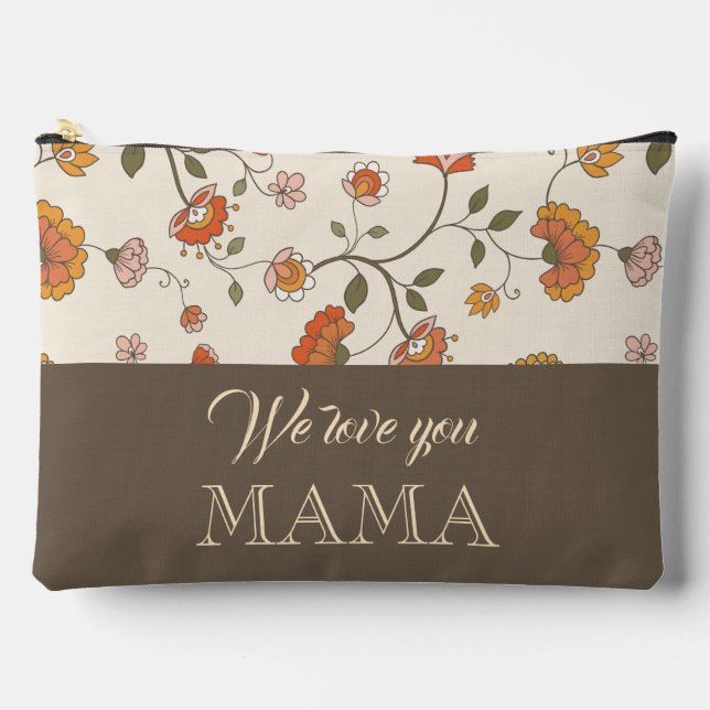 Pochette À Accessoires Custom classic flower pattern mustard brown trendy (Recto)