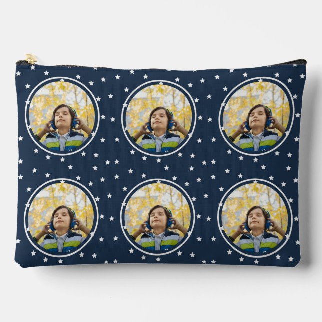 Pochette À Accessoires Custom photo white stars on blue (Recto)