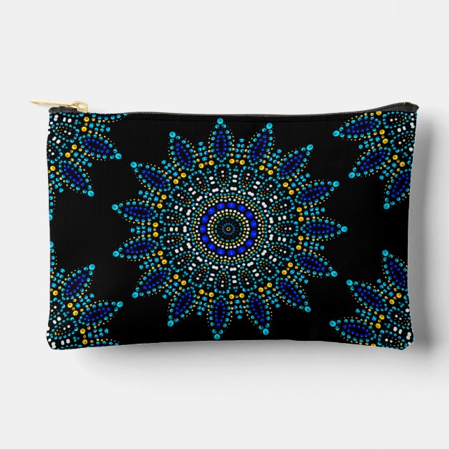 Pochette À Accessoires Cute Blue Dot Art Mandala Motif (Recto)