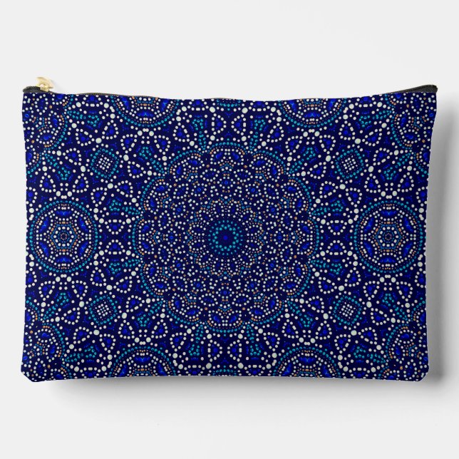 Pochette À Accessoires Cute Blue Dot Art Mandala Motif (Recto)