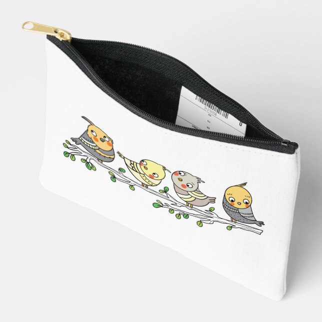 Pochette À Accessoires Cute Cartoon Birds bag, Adorable Bird Illustration (Ouvrir)